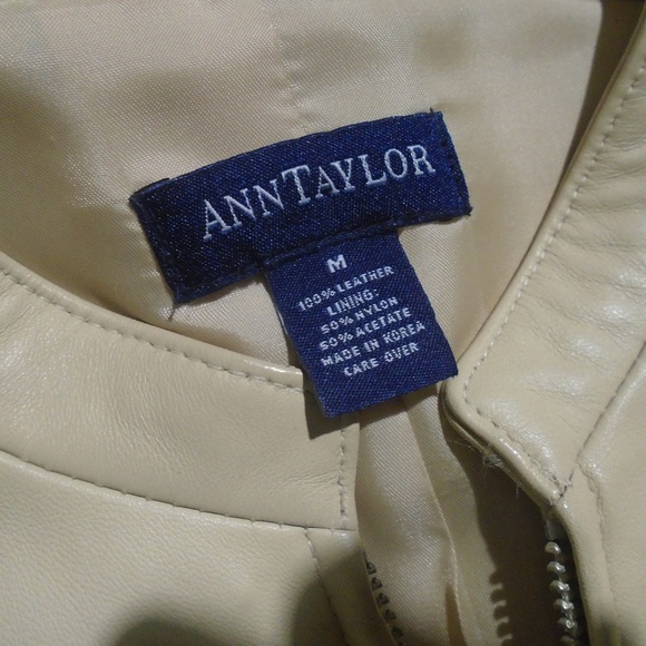 ANN TAYLOR 100% Leather Moto Jacket M Vanilla - Picture 4 of 10